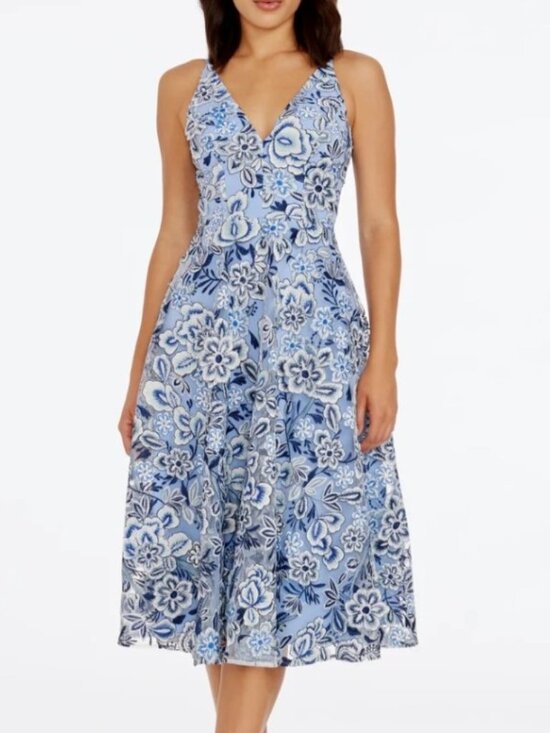 Dress the Population Dresses & Skirts - Dress the Population Blue Floral Dress XL